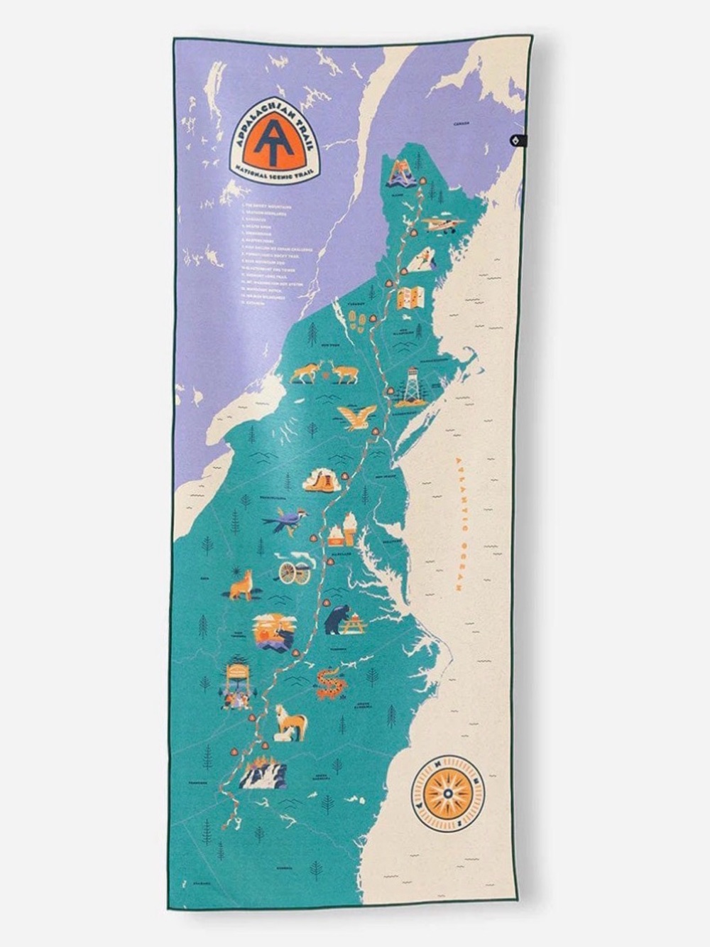 NWT Nomadix Appalachian Trail Map Print Towel